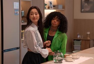 Still from season two of the Netflix series XO, Kitty featuring actors Gia Kim and Regan Aliyah.