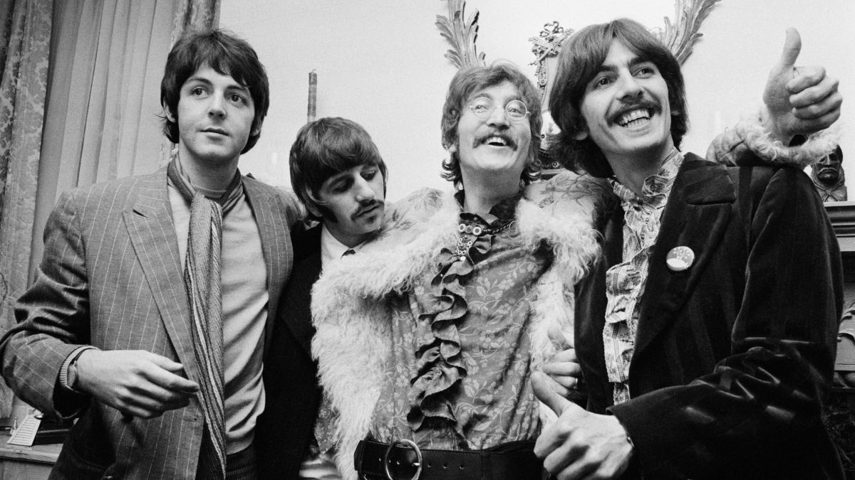 The Beatles at the press launch for their new album 'Sergeant Pepper's Lonely Hearts Club Band', held at Brian Epstein's house at 24 Chapel Street, London, 19th May 1967.