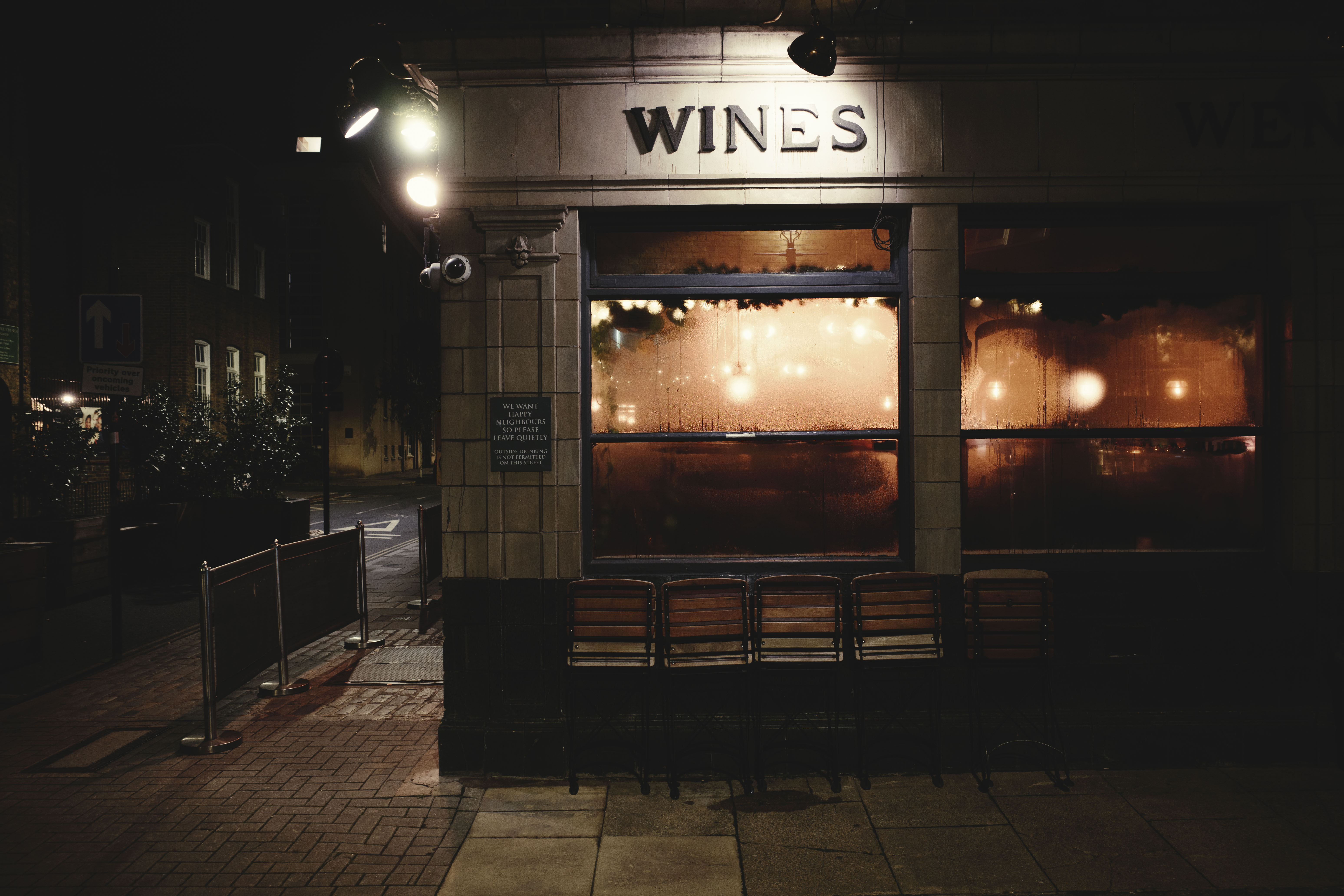 Ricoh GR IV sample images - outside a London bar at night