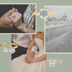 Collage of engagement rings.