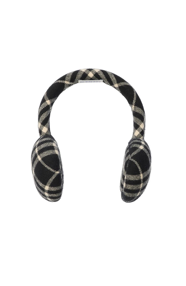 Check Wool Cashmere Earmuffs