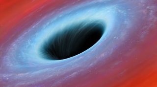 An artist&#039;s rendering of a black hole 