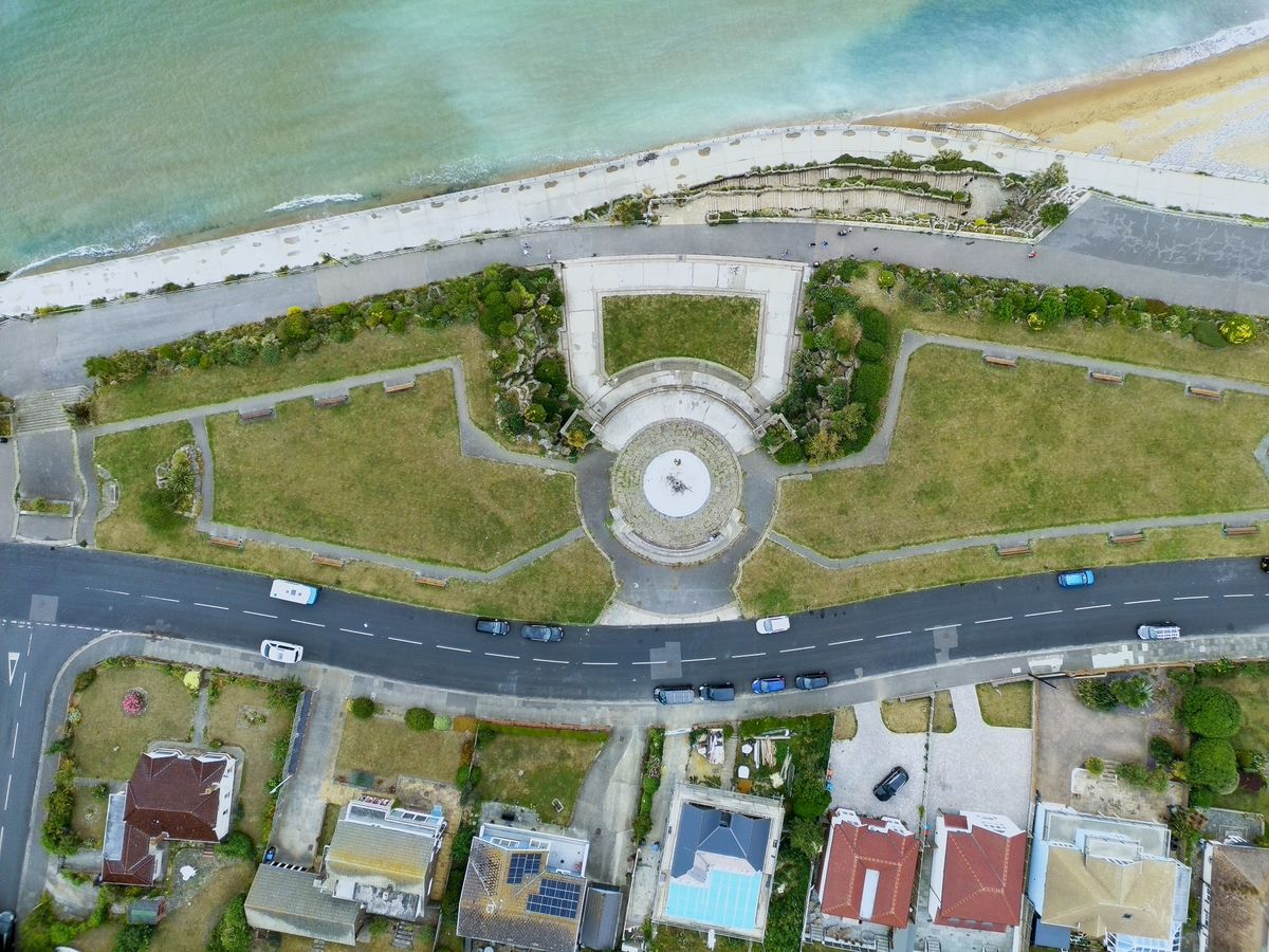 Aerial photo of English coastal town