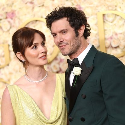 Adam Brody and Leighton Meester attend the 2025 Golden Globe Awards