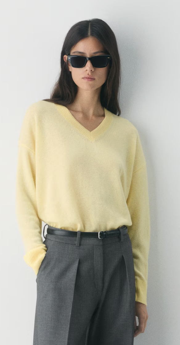 Aritzia, Feather Cashmere Relaxed V-neck Sweater