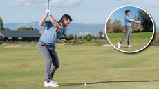 PGA pro Dan Grieve hitting an iron shot at Infinitum Golf Resort in Spain