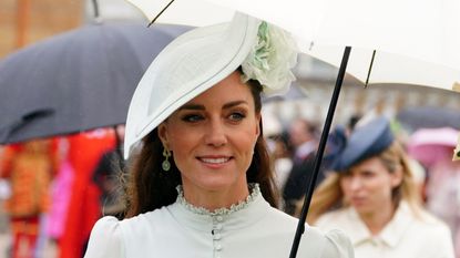 Catherine, Duchess of Cambridge attends a Royal Garden Party at Buckingham Palace on May 25, 2022 in London, England.