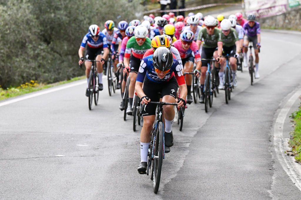 SANREMO ITALY MARCH 22 Loes Adegeest of Netherlands and Team FDJ SUEZ competes during the 1st Sanremo Women 2025 a 156km one day race from Genova to Sanremo UCIWWT on March 22 2025 in Sanremo Italy Photo by Tim de WaeleGetty Images