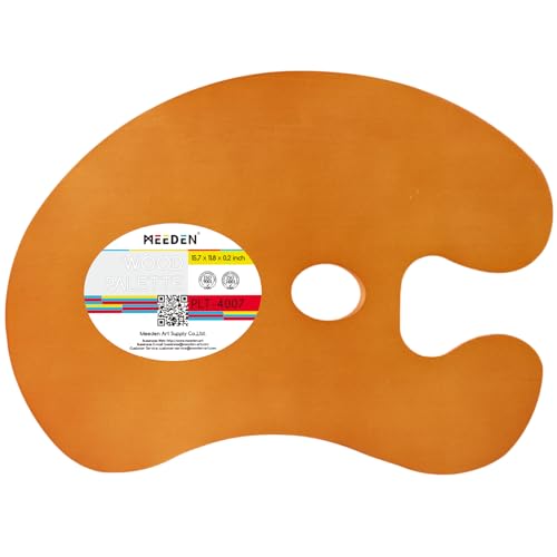 Meeden Wood Oil Finished Paint Palette 40x30 Cm, Oval Shape With Ergonomic Large Thumb Hole for Oil, Acrylic, and Artist Painting
