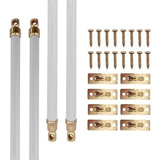 Amazing Drapery Hardware White Swivel Sash Curtain Rods With Brass Ends, Set of 4 (hardware Included) - Adjustable Length 21-38 Inches, Easy to Install Metal Rods for Doors, Windows, and Sidelights