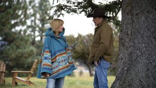 Kelly Reilly and Kevin Costner in Yellowstone