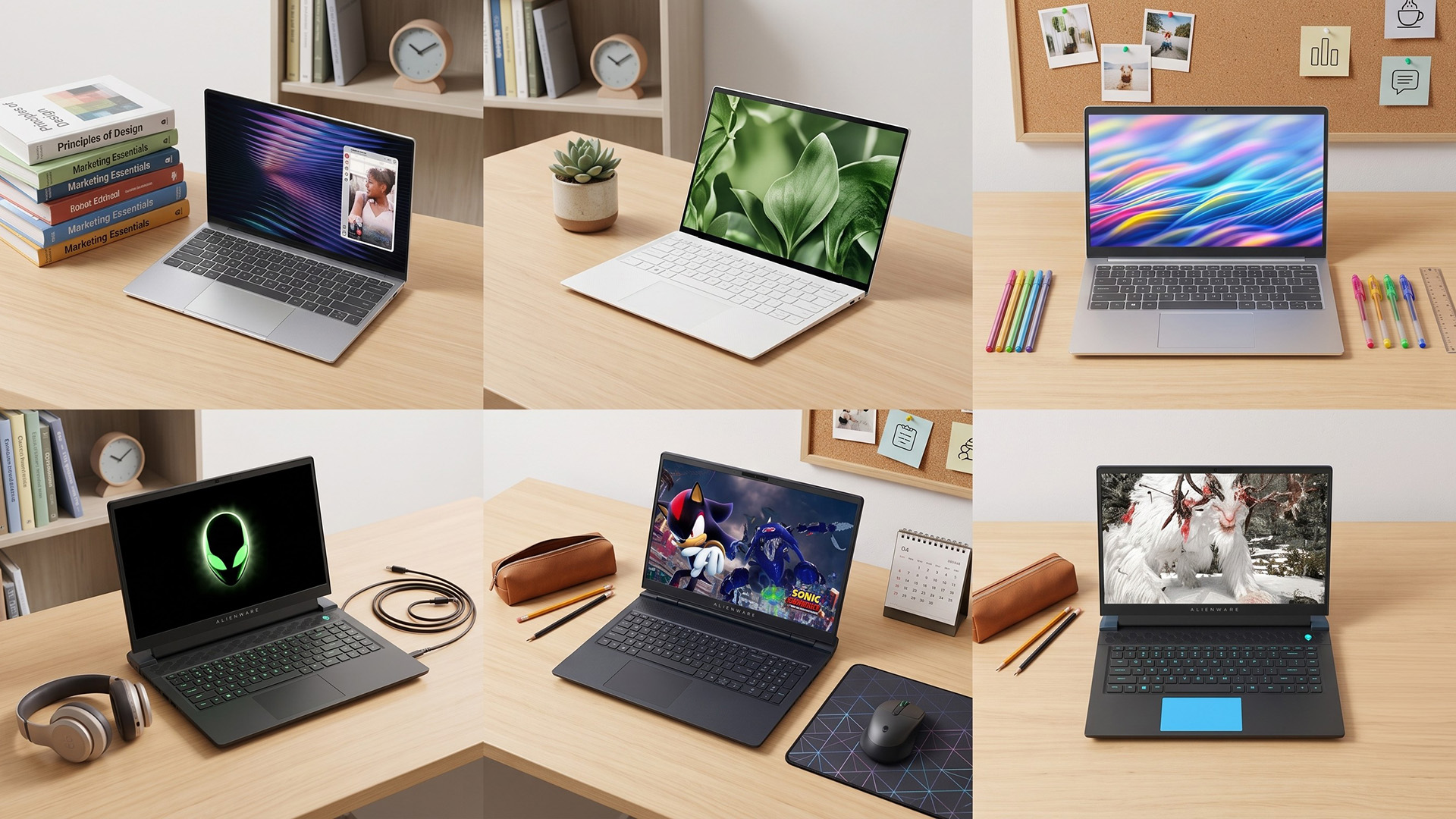A selection of Dell and Alienware laptops.