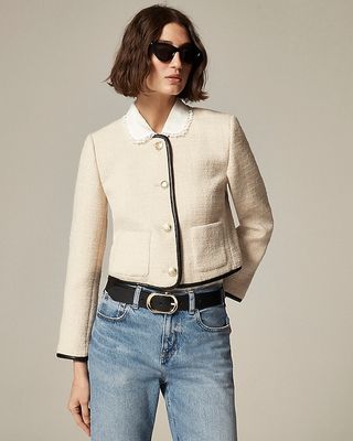 Tweed Lady Jacket With Leather Trim