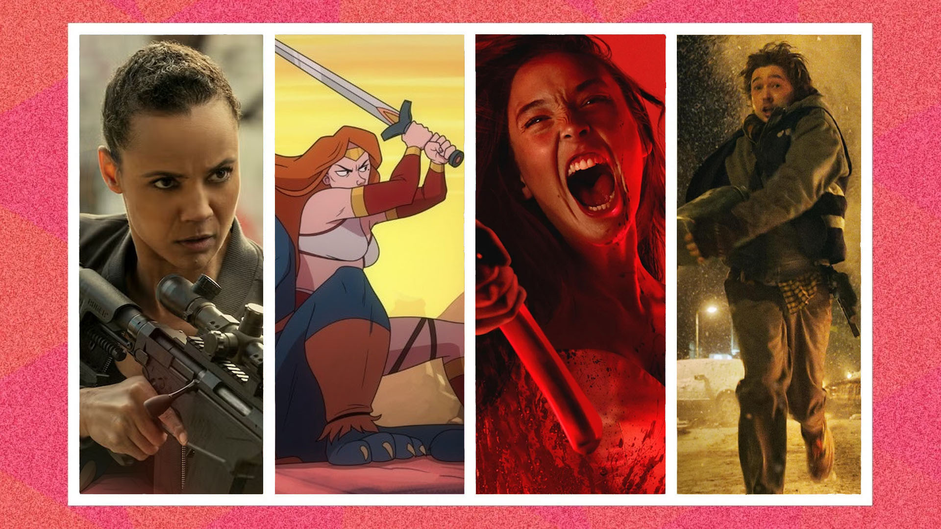 Four images from TV shows and movies. 