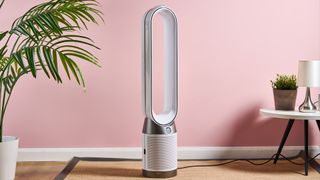 The Dyson Purifier Cool Gen1 TP10 Purifying Fan is pictured in a pink living space.
