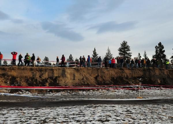 The frozen course had some interesting terrain