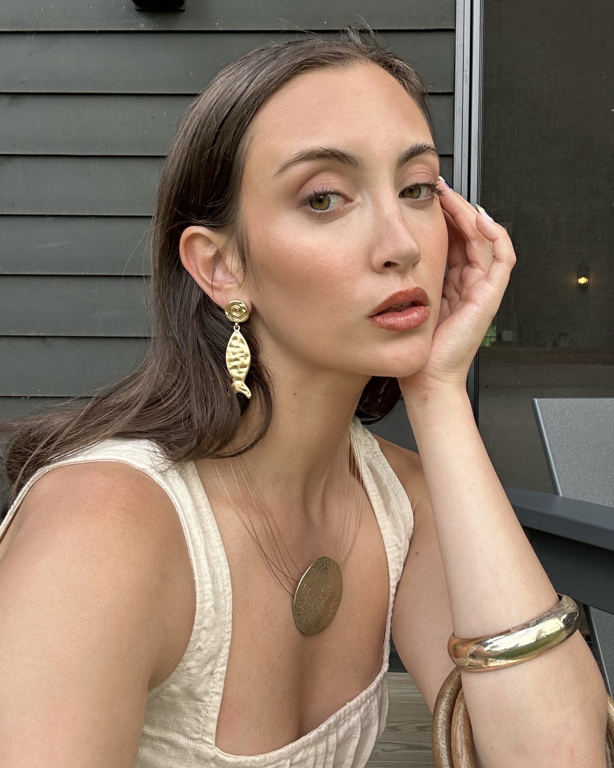 Associate beauty editor Alyssa Brascia wears the Nars Talc-Free Powder Blush in Orgasm Edge.