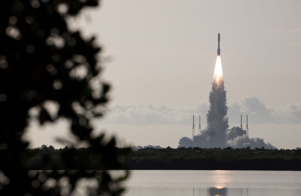NASA's Mars rover Perseverance launches toward the Red Planet atop an Atlas V rocket, lifting off from Space Launch Complex 41 at Cape Canaveral Air Force Station in Florida on July 30, 2020.