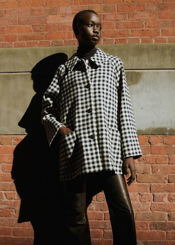 Gabriel Coat - Black and White Gingham - Grs Certified Recycled Wool - S&amp;eacute;zane