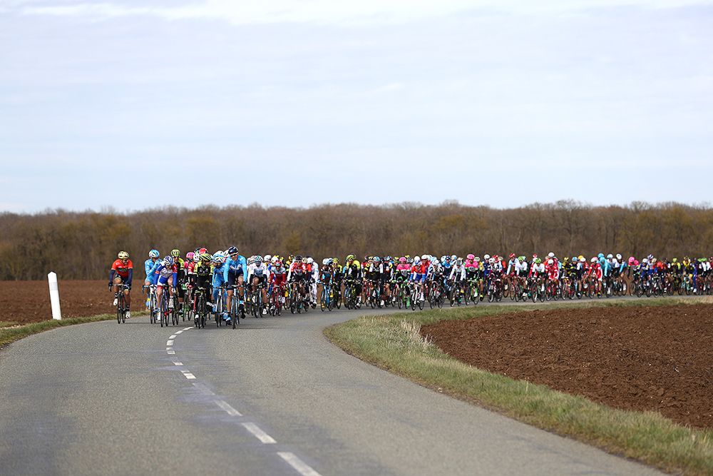 The peloton in action during stage 2 at Paris-Nice