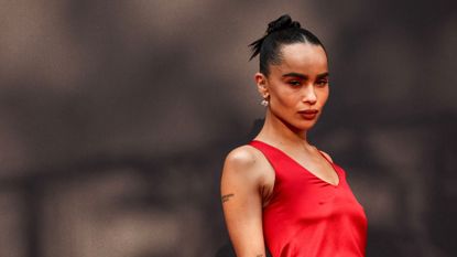 Zoe Kravitz wearing a centre-parted bun