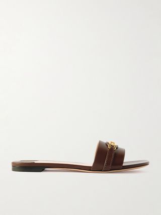 Whitney Logo-Embellished Leather Slides