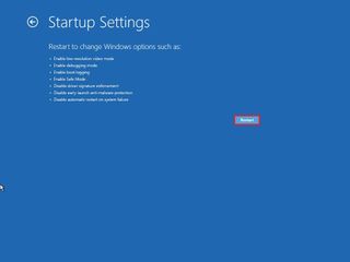Startup settings restart option