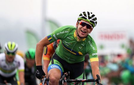 Points leader Aaron Gate celebrates stage 6 victory