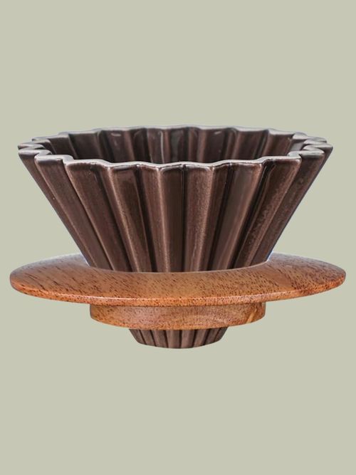 Ceramic Coffee Dripper With Wooden Base 