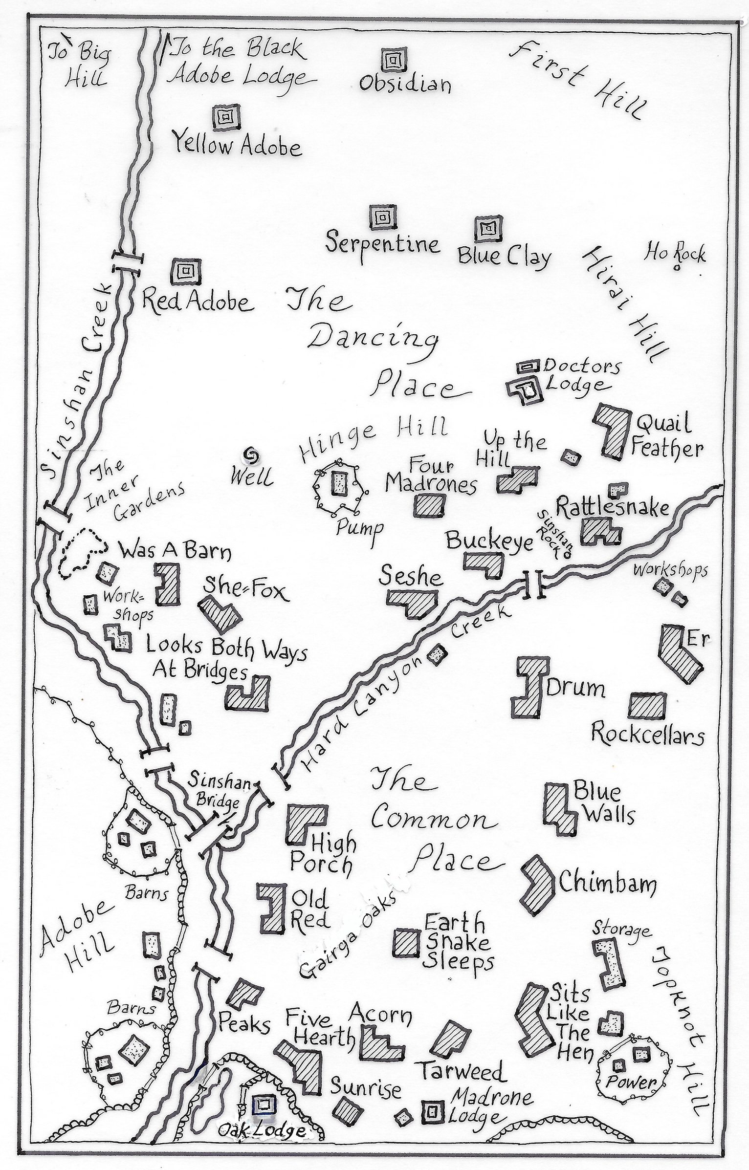 &amp;ldquo;The Names of the Houses of Sinshan&amp;rdquo;, 1985. Ink on paper. Courtesy Ursula K Le Guin Foundation.