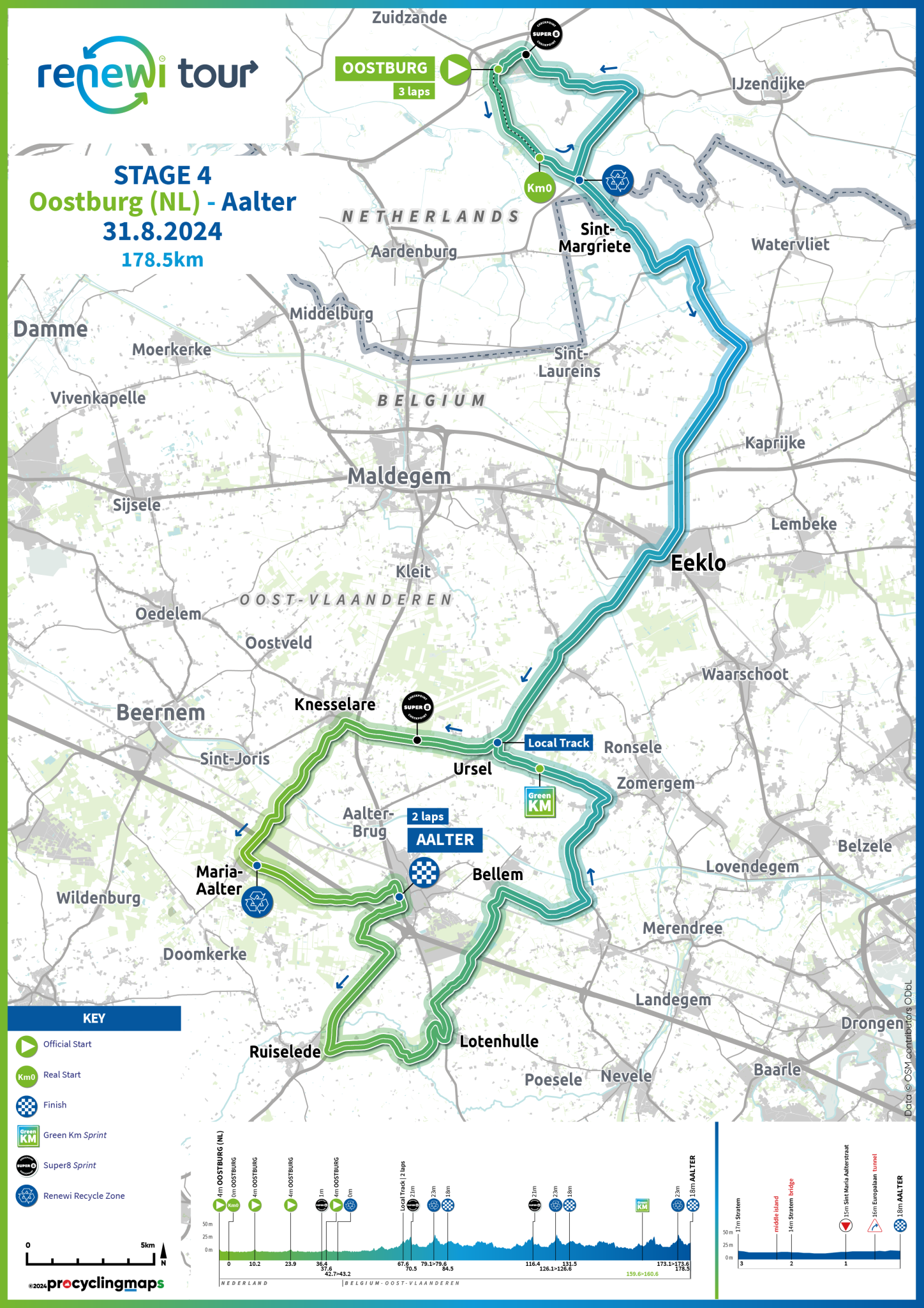 Stage maps for the 2024 Renewi Tour