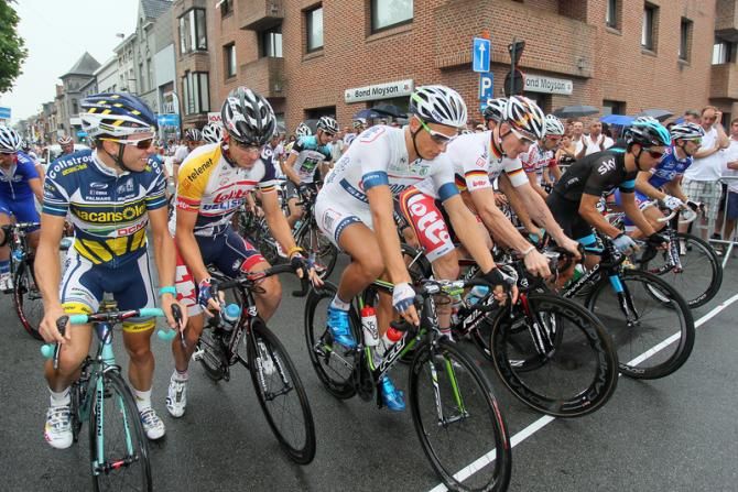 The peloton gets ready for the start of the Roeselare Criterium