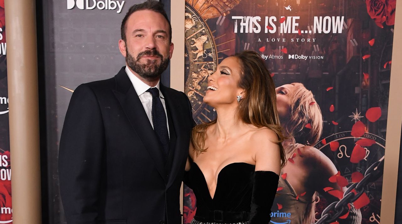 Ben Affleck, Jennifer Lopez arrives at the Los Angeles Premiere Of Amazon MGM Studios &quot;This Is Me...Now: A Love Story&quot; at Dolby Theatre on February 13, 2024 in Hollywood, California.