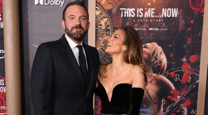 Ben Affleck, Jennifer Lopez arrives at the Los Angeles Premiere Of Amazon MGM Studios "This Is Me...Now: A Love Story" at Dolby Theatre on February 13, 2024 in Hollywood, California.