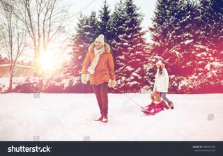 Happy family with a sled image by Syda Productions