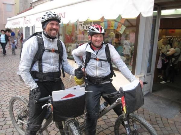 After dinner we ran into these guys. They were on their bikes today for 9 hours taking down hundreds of course markings covering 94 kilometers.