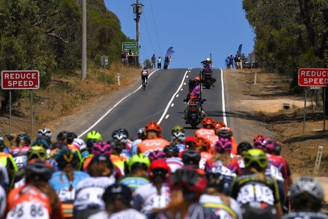 BePink's Silvia Valsecchi was caught by the bunch just before the first QOM at Bells Beach