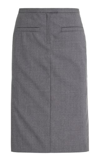 Wool Midi Pencil Skirt