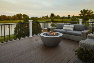 deck with a fire pit