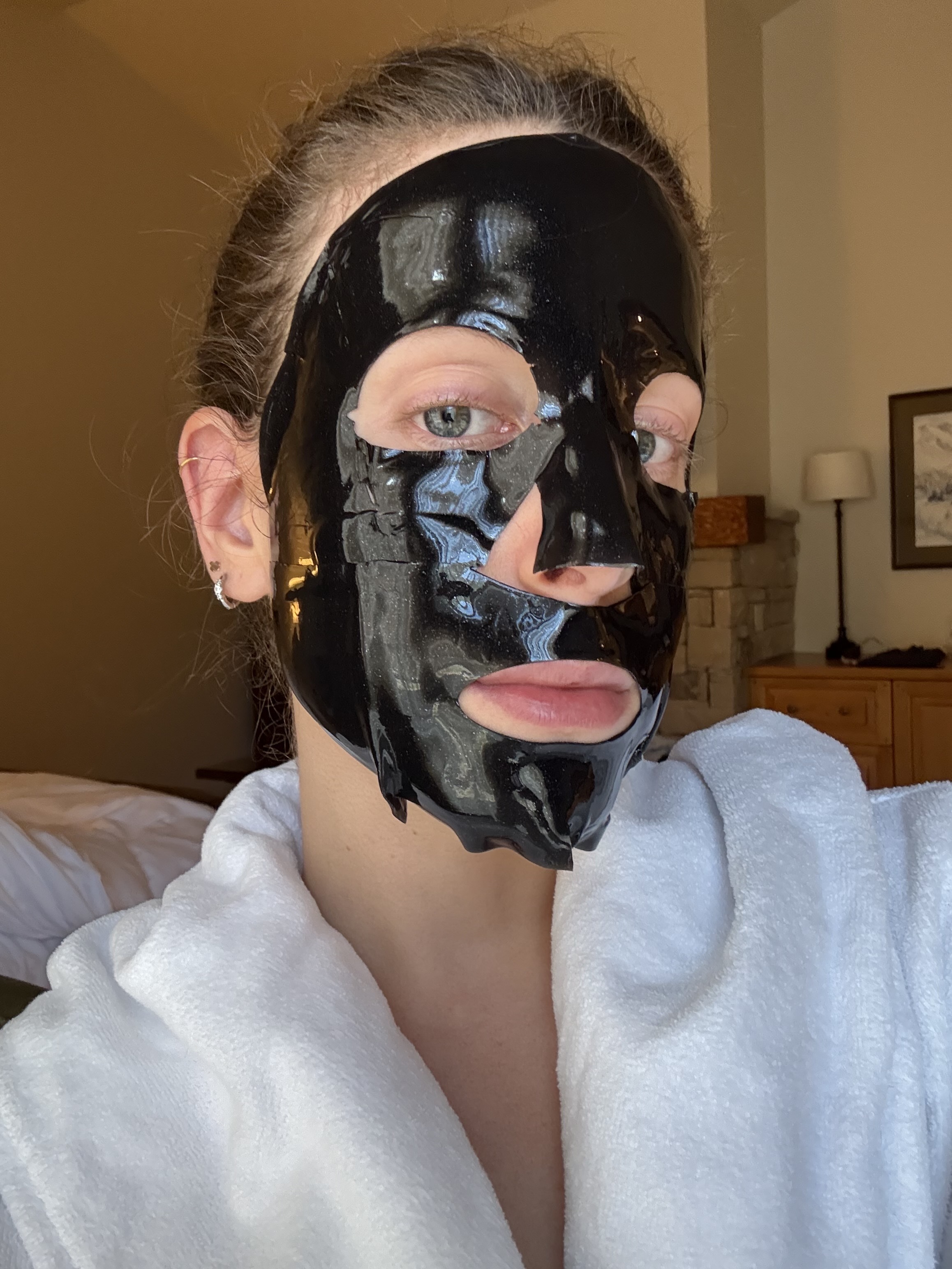 Photo of Jamie Schneider wearing the 111Skin sheet mask