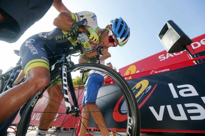 Michael Matthews (Orica-GreenEdge) recovers after the finish.