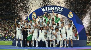 Real Madrid's players celebrate their Champions League win in Paris.