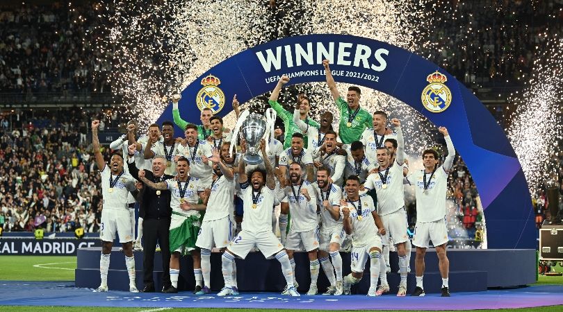 Real Madrid&#039;s players celebrate their Champions League win in Paris.