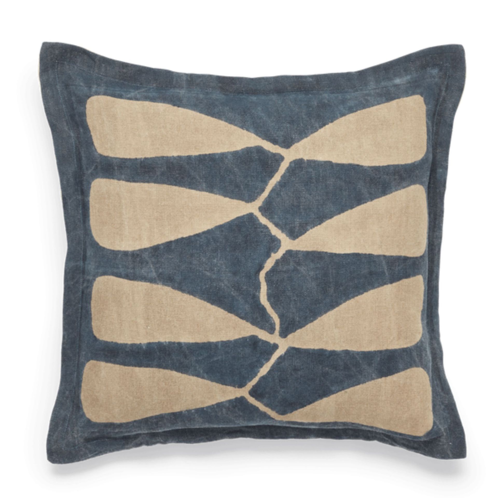 oka blue printed throw pillow