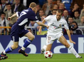 Michael Owen on the ball for Real Madrid against Dynamo Kyiv in the Champions League in October 2004.