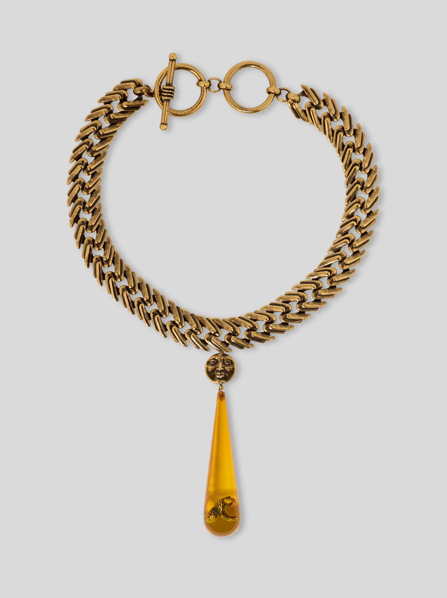 Droplet and Paisley Bee Necklace