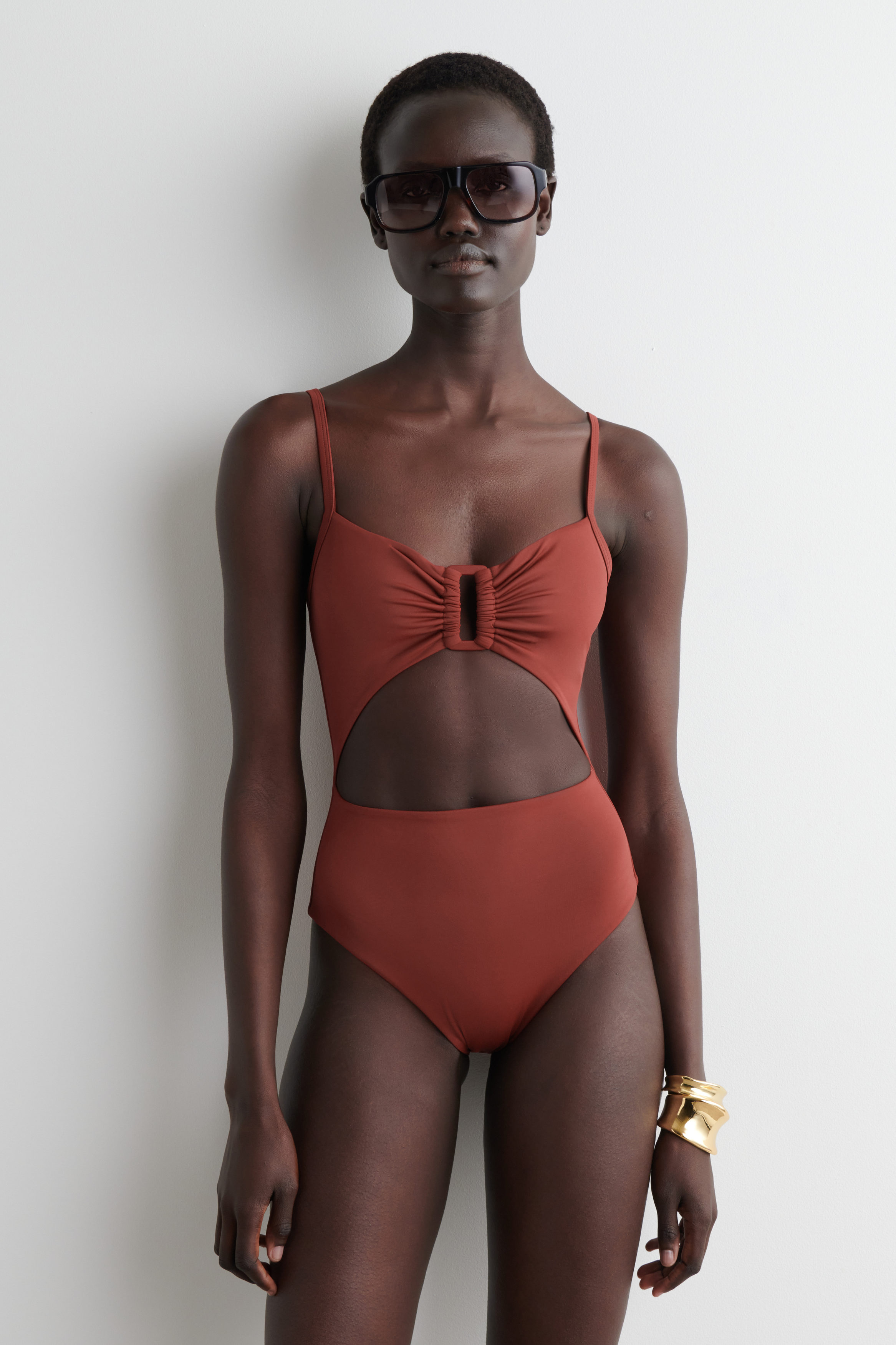 Gathered Cutout Swimsuit
