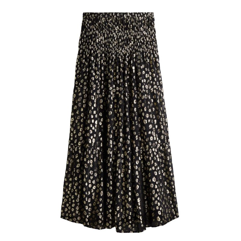 Jacquard-weave maxi skirt cut out