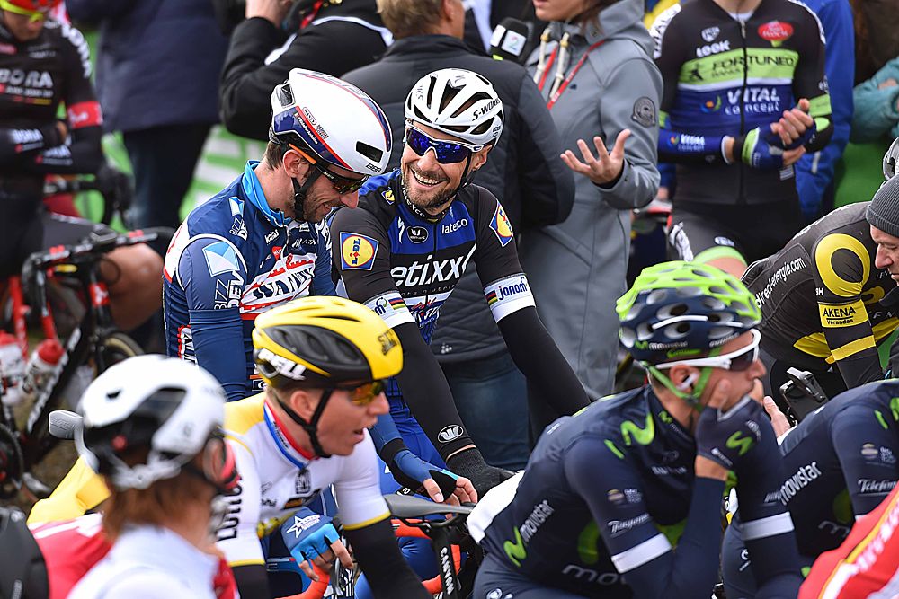 Tom Boonen (Etixx-QuickStep) is all smiles at the start of Paris-Roubaix