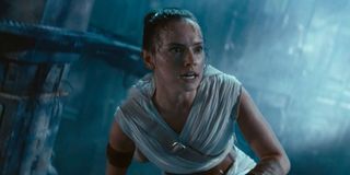 Rey (Daisy Ridley) crouches down inside the second Death Star in 'Star Wars: The Rise of Skywalker'